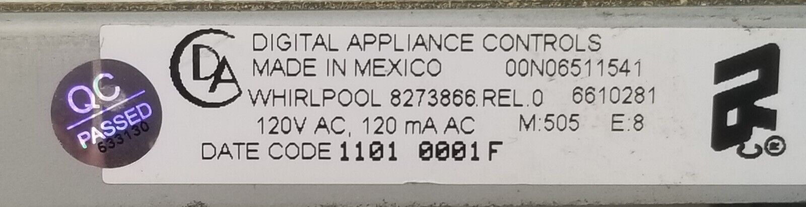 Genuine OEM Whirlpool Range Control 8273866  *Same Day Ship