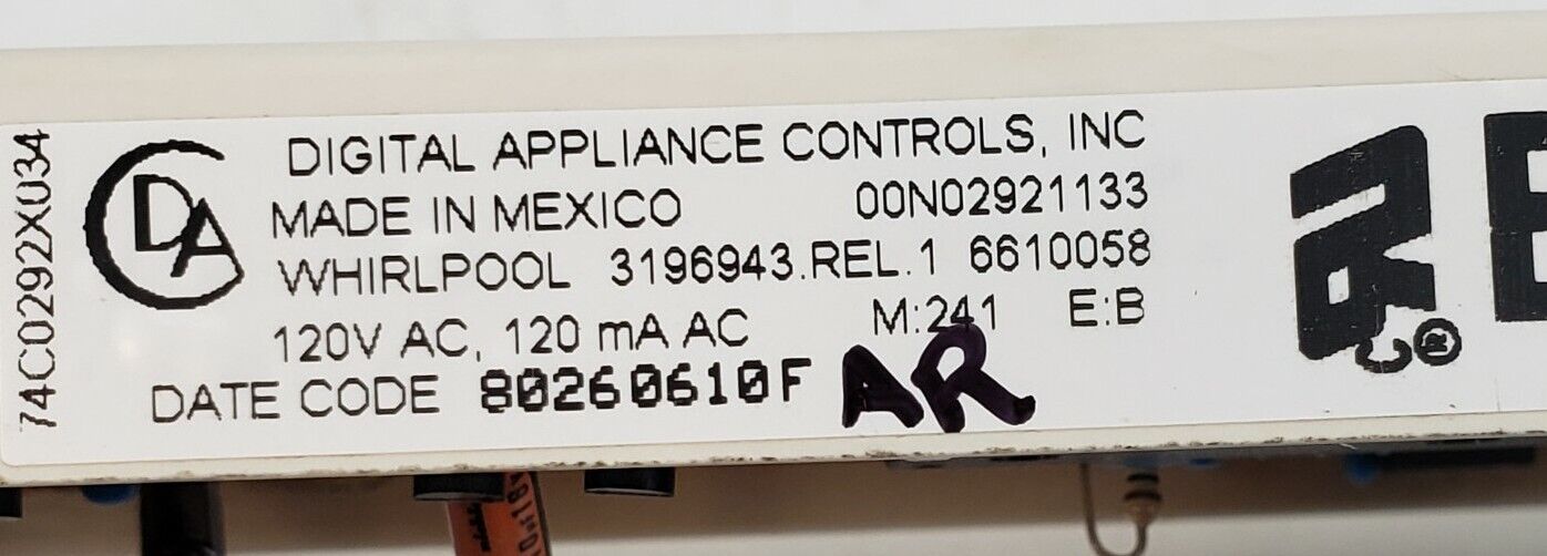 OEM Whirlpool Range Oven Control Board 3196943   *Same Day Ship