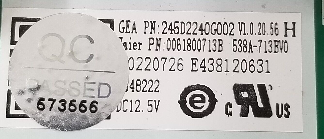 Genuine OEM GE Refrigerator Control 245D2240G002  Same Day Ship