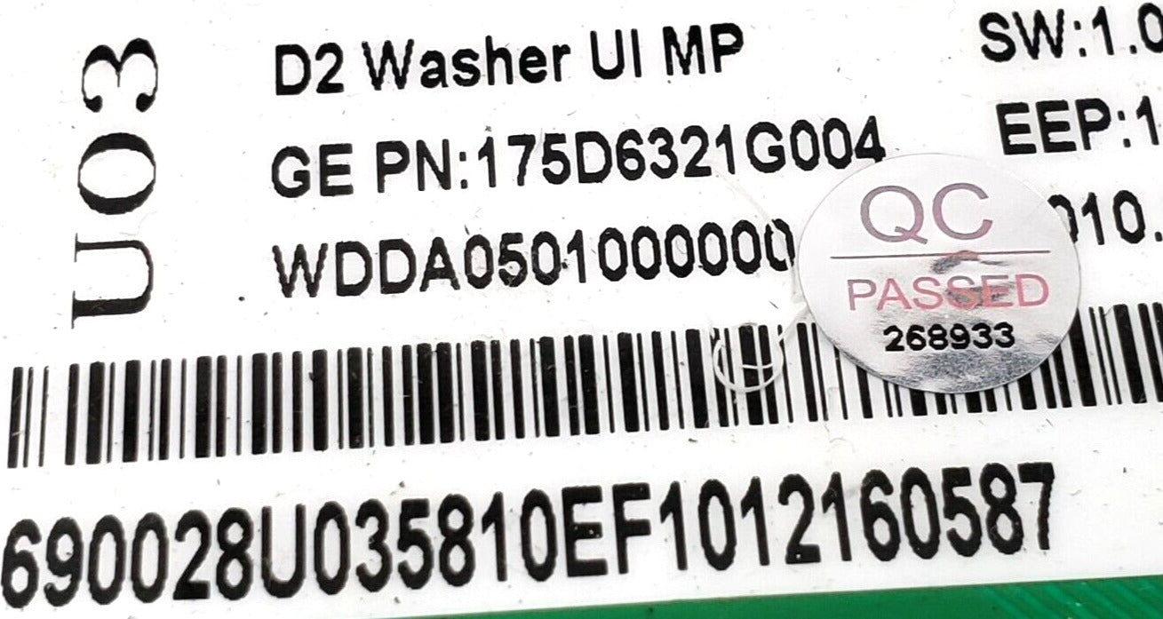 OEM GE Washer Control  175D6321G004     *Free Same Day Shipping*