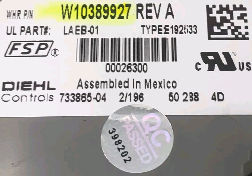 Rabon Services Group - Replacement for Whirlpool Washer Dispenser Control  W10389927