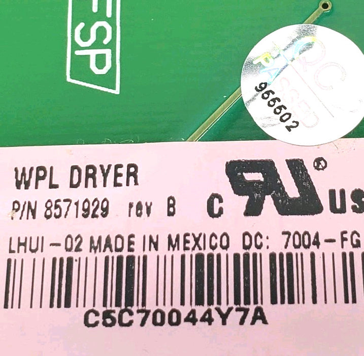 Rabon Services Group - Replacement for Whirlpool Dryer Display Control Board  8571929