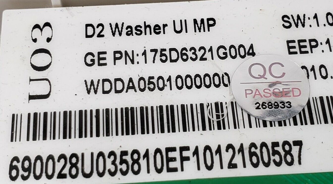 Genuine OEM GE Washer Control 175D6321G004 Warranty & Free Same Day Ship