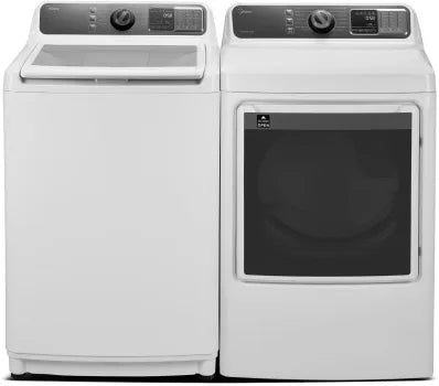 Midea MLE45N3BWW 27 Inch Electric Dryer and Midea MLV45N3BWW 27 Inch Top Load Washer