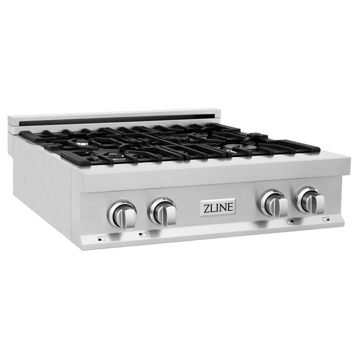 ZLINE 30 in. Porcelain Gas Stovetop with 4 Gas Burners (RT30) Available with Brass Burners