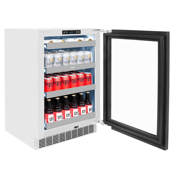 ZLINE 24 in. Touchstone 151 Can Beverage Fridge With Panel Ready Glass Door (RBSPO-24)