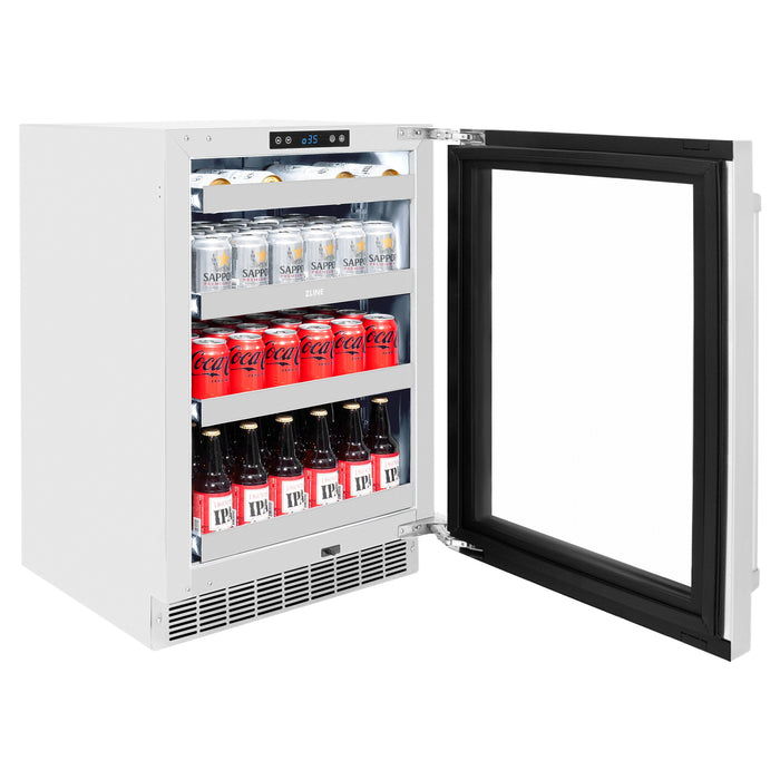 ZLINE 24 in. Touchstone 151 Can Beverage Fridge With Stainless Steel Glass Door (RBSO-GS-24)