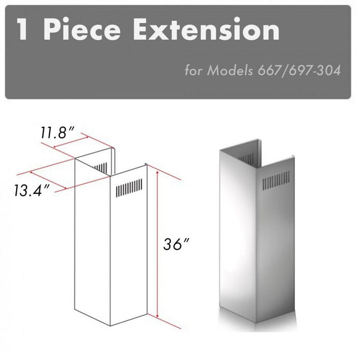 ZLINE 1-36 in. Chimney Extension for 9 ft. to 10 ft. Ceilings (1PCEXT-667/697-304)