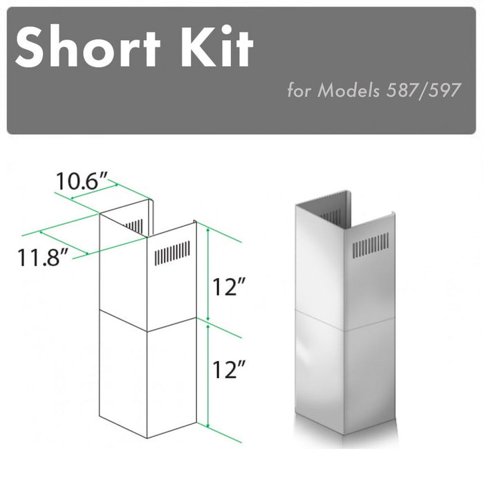 ZLINE 2-12 in. Short Chimney Pieces for 7.7 ft. to 8 ft. Ceilings (SK-587/597)