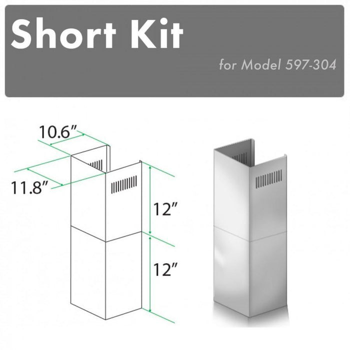 ZLINE 2-12 in. Short Chimney Pieces for 7.7 ft. to 8 ft. Ceilings (SK-597-304)