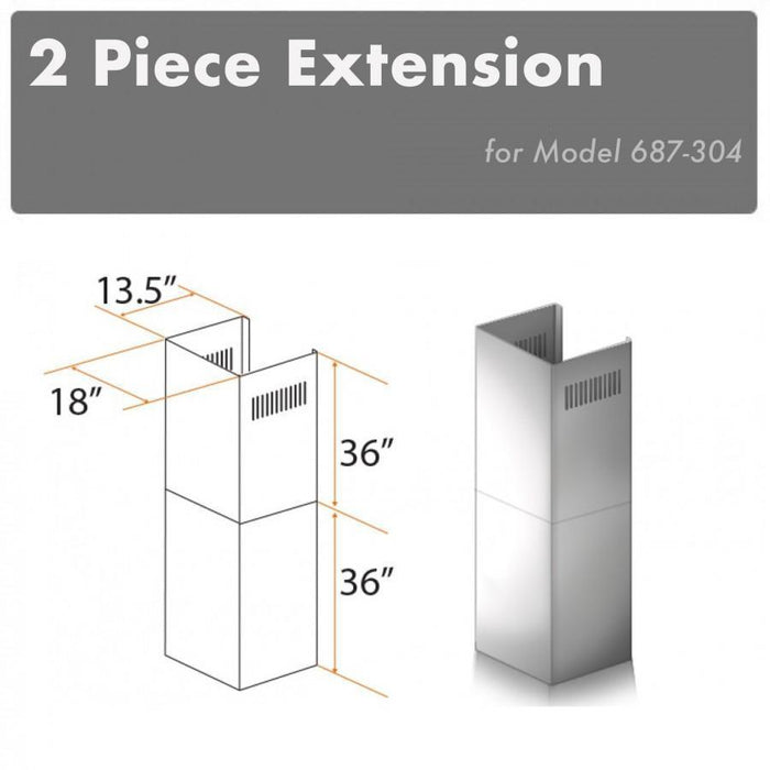 ZLINE 2-36 in. Chimney Extensions for 10 ft. to 12 ft. Ceilings (2PCEXT-687-304)