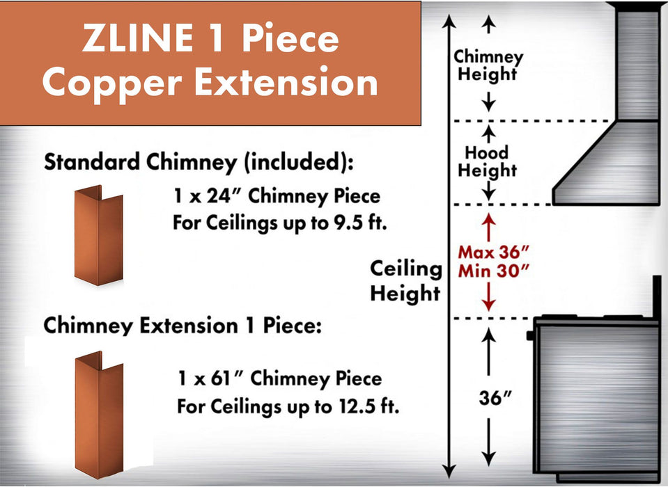 ZLINE 61 in. Extended Chimney and Crown (8667C-E)