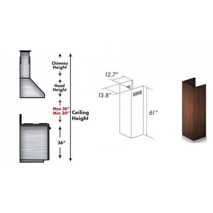 ZLINE 61" Wooden Chimney Extension for Ceilings up to 12.5 ft. (373AW-E)