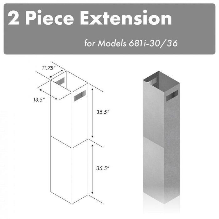 ZLINE 71 in. Extended Chimney (2PCEXT-681i-30/36)