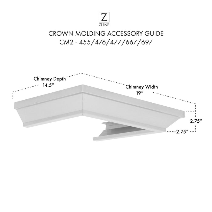ZLINE Crown Molding Profile 2 for Wall Mount Range Hood (CM2-455/476/477/667/697)