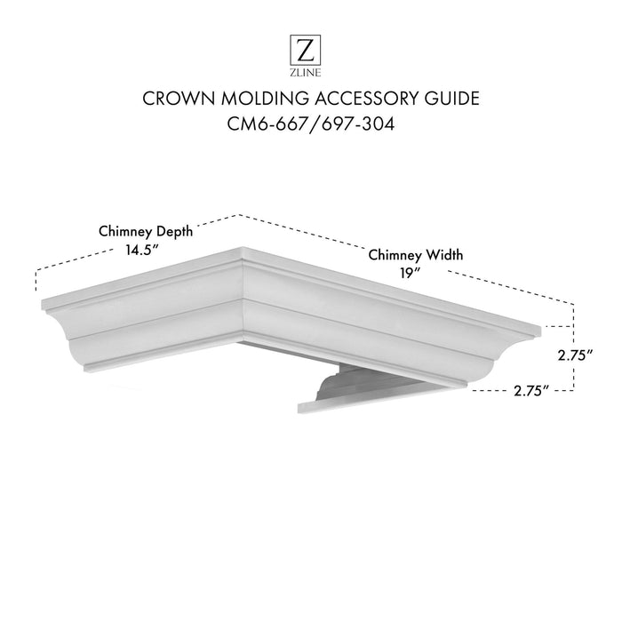 ZLINE Crown Molding Profile 6 for Wall Mount Range Hood (CM6-667/697-304)
