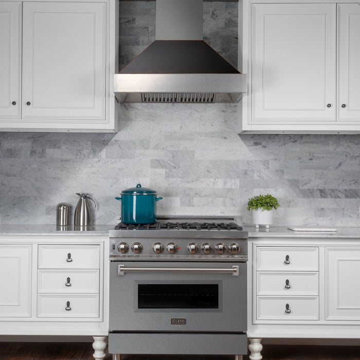 ZLINE Ducted ZLINE DuraSnow Stainless Steel® Range Hood with Oil Rubbed Bronze Shell (8654ORB)