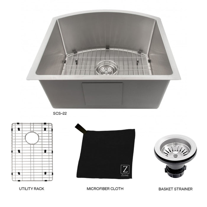 ZLINE 22 in. Telluride Undermount Single Bowl Kitchen Sink with Bottom Grid (SCS)