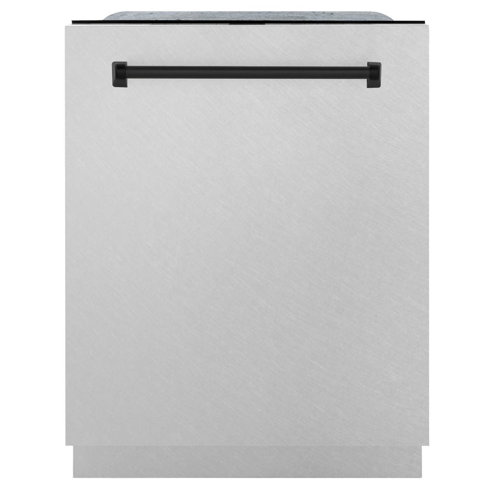 ZLINE Autograph Edition 24" 3rd Rack Top Control Tall Tub Dishwasher in DuraSnow® Stainless Steel with Accent Handle, 45dBa (DWMTZ-SN-24)