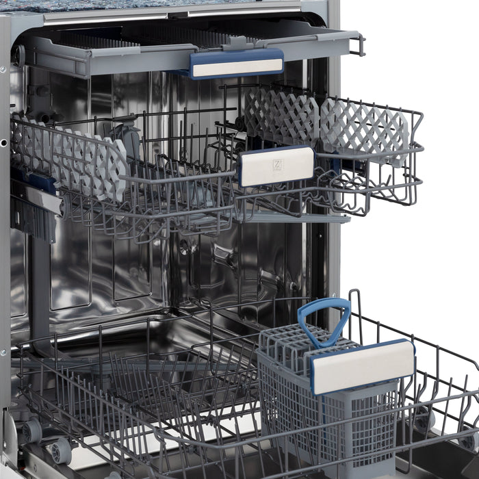 ZLINE 24" Tallac Series 3rd Rack Dishwasher with Stainless Steel Tub, Traditional Handle, Color Panel Options, 51dBa (DWV-24)