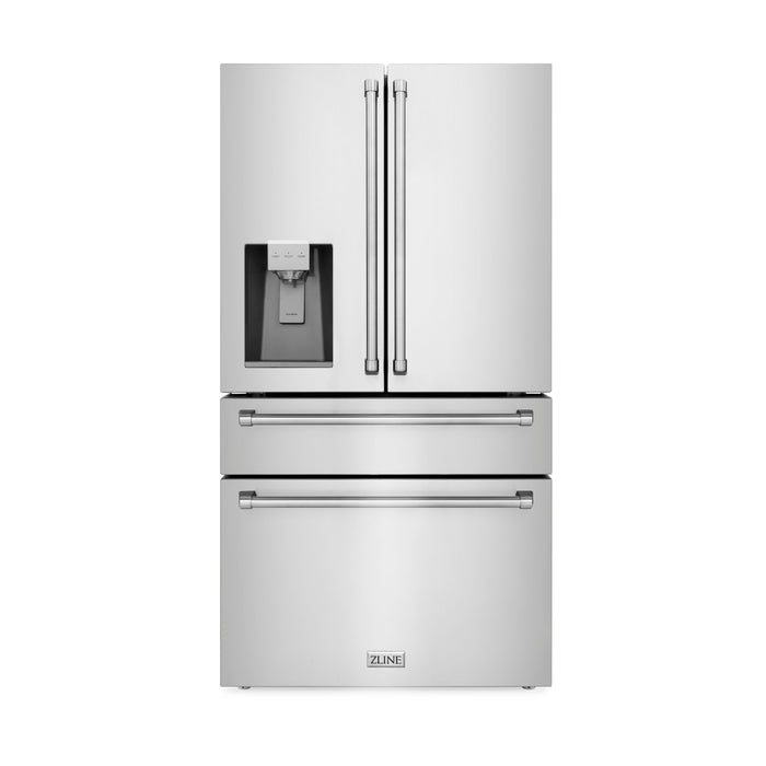 ZLINE 36" 21.6 cu. ft Freestanding French Door Refrigerator with Water and Ice Dispenser in Fingerprint Resistant Stainless Steel (RFM-W-36)