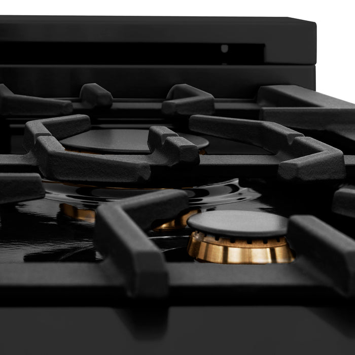 ZLINE 48" 6.0 cu. ft. Range with Gas Stove and Gas Oven in Black Stainless Steel with Brass Burners (RGB-BR-48)