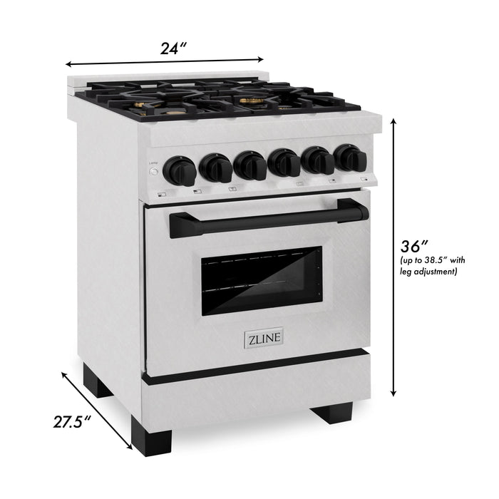 ZLINE 24" 2.8 cu. ft. Dual Fuel Range with Gas Stove and Electric Oven in DuraSnow® Stainless Steel (RAS-SN-24)