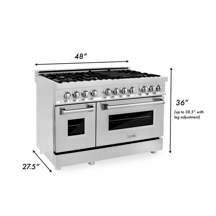 ZLINE 48 in. Dual Fuel Range with Gas Stove and Electric Oven in Stainless Steel (RA48)