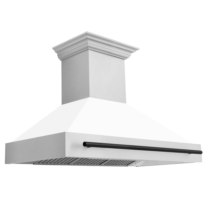 ZLINE Autograph Edition Stainless Steel Range Hood with White Matte Shell and Matte Black Handle (8654STZ-WM48)
