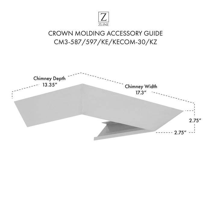 ZLINE Crown Molding 3 For Wall Range Hood (CM3-587/597/KE/KECOM-30/KZ)