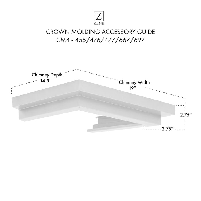 ZLINE Crown Molding #4 For Wall Range Hood (CM4-455/476/477/667/697)