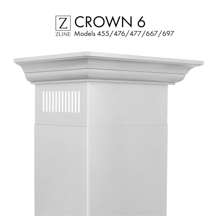 ZLINE Crown Molding 6 For 455/476/477/667/697 Wall Range Hood Stainless Steel (CM6-455/476/477/667/697)