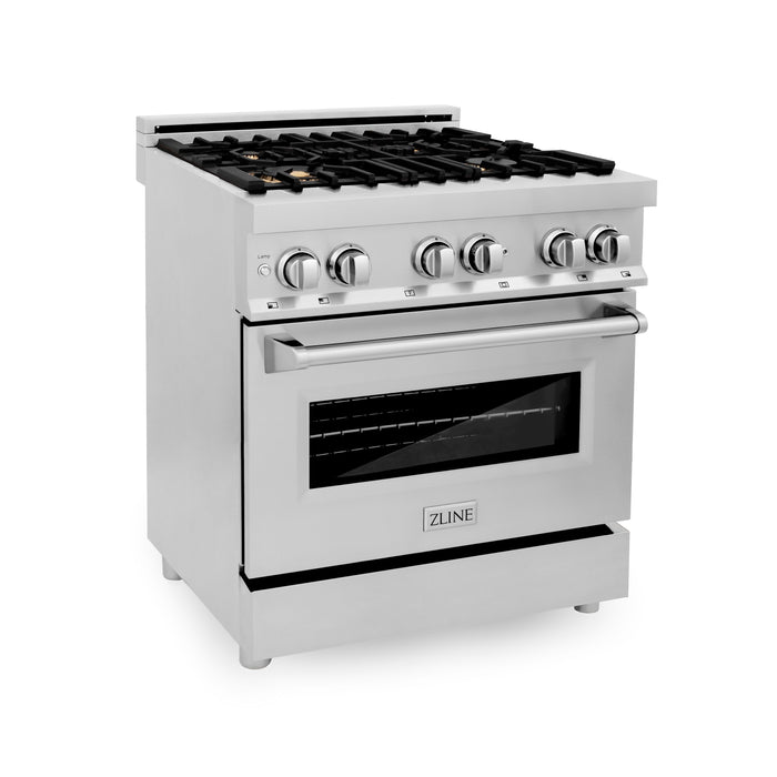 ZLINE 30" 4.0 cu. ft. Dual Fuel Range with Gas Stove and Electric Oven in Stainless Steel with Brass Burners (RA-BR-30)