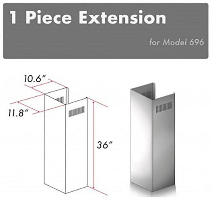 ZLINE 1-36" Chimney Extension for 9 ft. to 10 ft. Ceilings (1PCEXT-696)