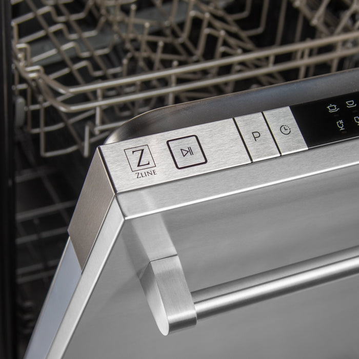 ZLINE 18 in. Compact Top Control Dishwasher with Stainless Steel Tub and Traditional Style Handle