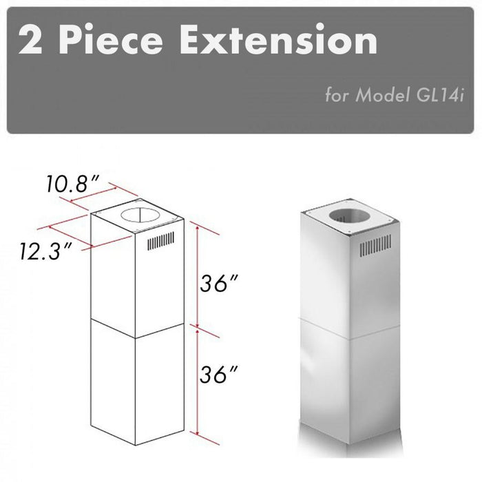 ZLINE 2-36" Chimney Extensions for 10 ft. to 12 ft. Ceilings (2PCEXT-GL14i)