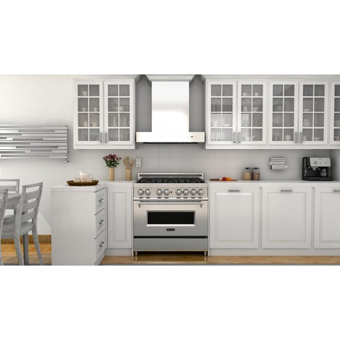 ZLINE 30" Professional Wall Mount Range Hood In Stainless Steel With Crown Molding (KECOMCRN-30)