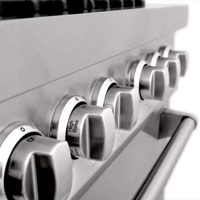 ZLINE 48" ZLINE DuraSnow Stainless Steel® 6.0 cu.ft. 7 Gas Burner/Electric Oven Range with Color Door Options (RAS-48)
