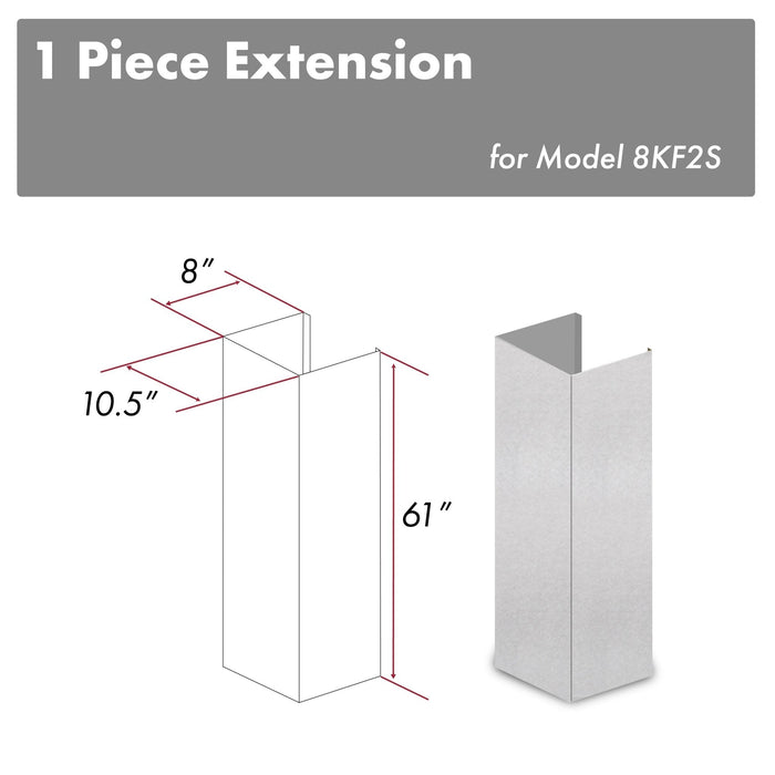ZLINE 61" ZLINE DuraSnow Stainless Steel® Chimney Extension for Ceilings up to 12.5 ft. (8KF2S-E)