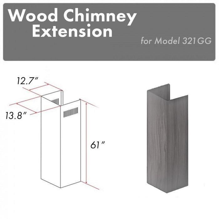ZLINE 61" Wooden Chimney Extension for Ceilings up to 12.5 ft. (321GG-E)
