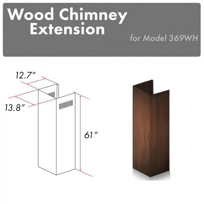 ZLINE 61" Wooden Chimney Extension for Ceilings up to 12.5 ft. (369WH-E)