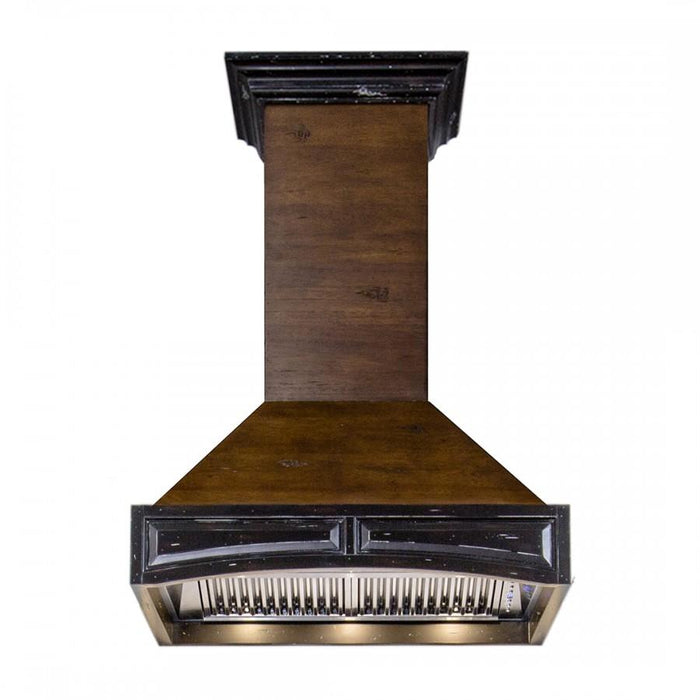 ZLINE 30" Wooden Wall Mount Range Hood in Antigua and Walnut - Includes  Remote Motor
