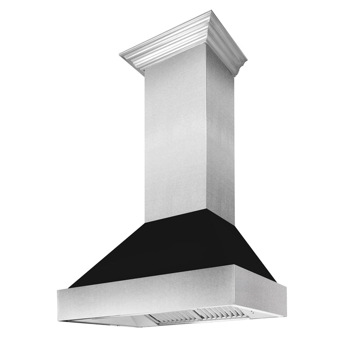 ZLINE Ducted DuraSnow Stainless Steel Range Hood with Black Matte Shell (8654BLM)