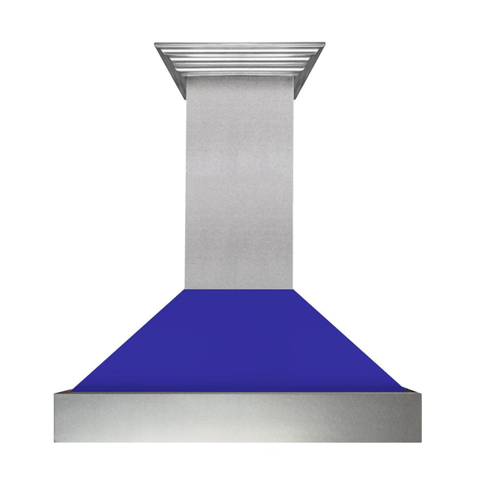 ZLINE Ducted DuraSnow Stainless Steel Range Hood with Blue Matte Shell (8654BM)