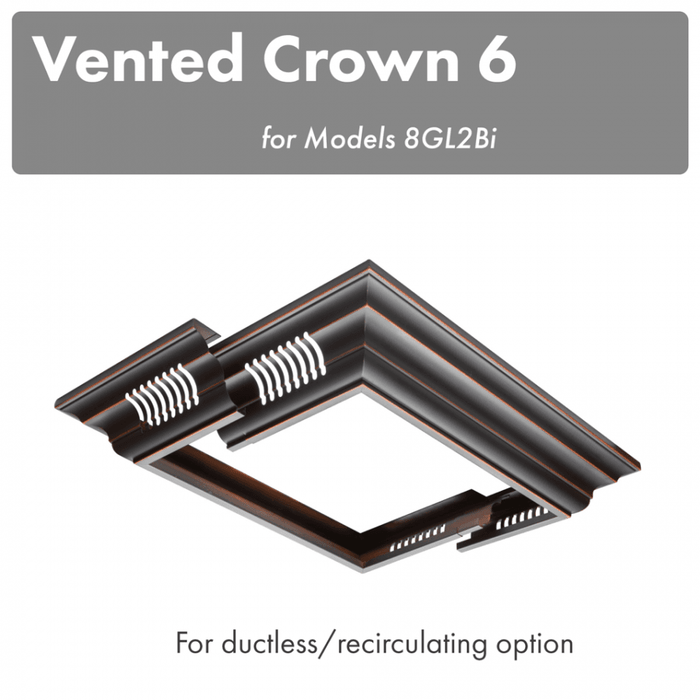 ZLINE Vented Crown Molding Profile 6 For Island Mount Range Hood (CM6V-8GL2Bi)