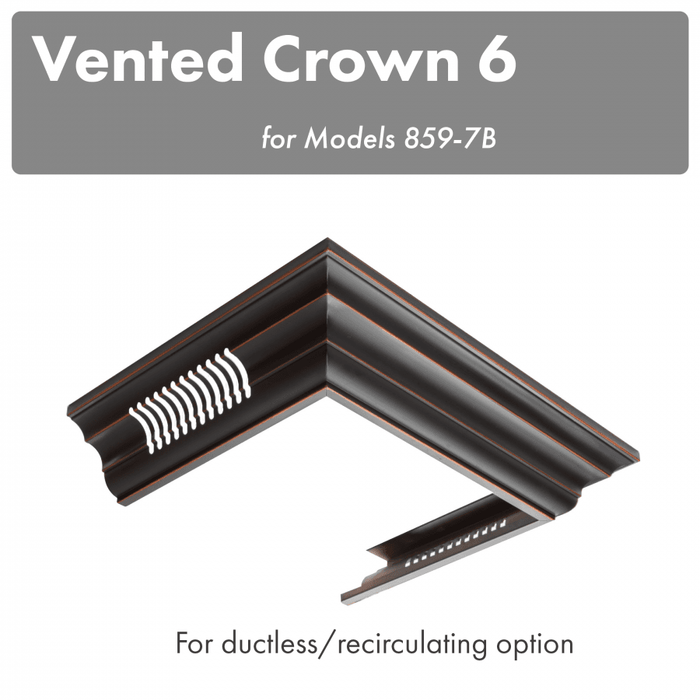 ZLINE Vented Crown Molding Profile 6 For Wall Mount Range Hood (CM6V-8597B)