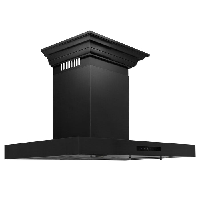 ZLINE Convertible Vent Wall Mount Range Hood in Black Stainless Steel with Crown Molding (BSKENCRN)